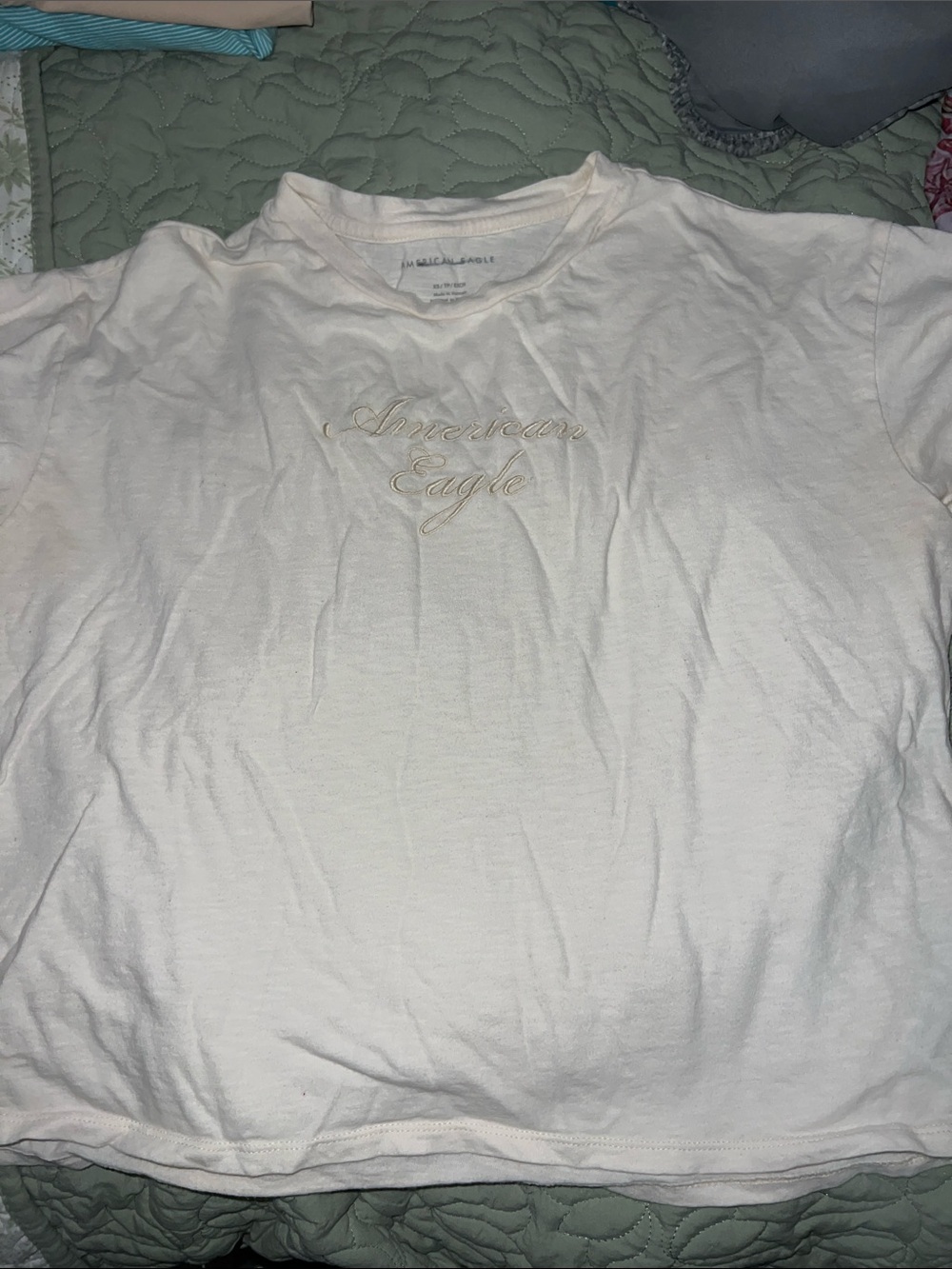 American Eagle Outfitters White Long-Sleeve Logo T-Shirt